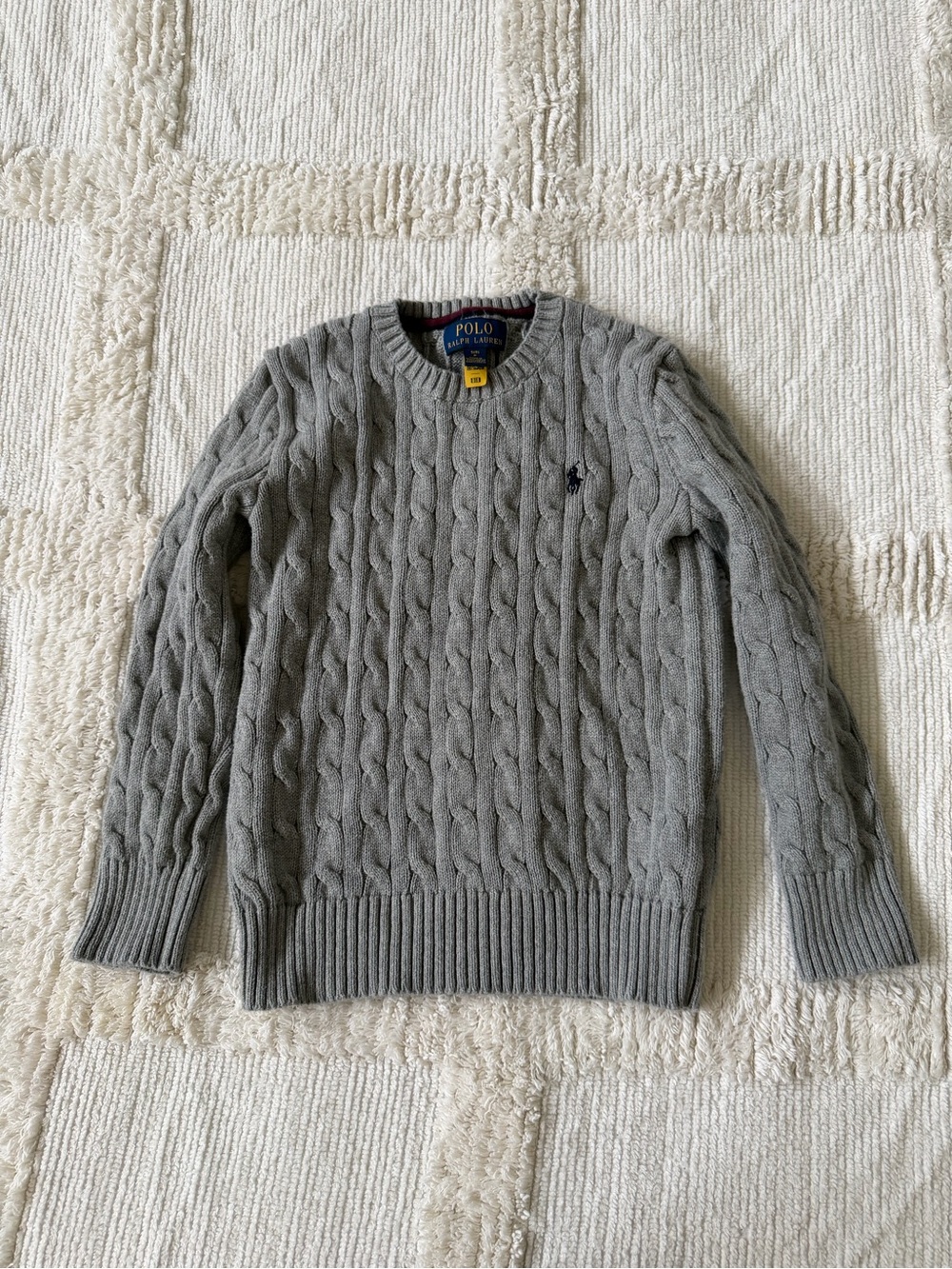 Polo by Ralph Lauren Light Gray Cable Knit Crew Sweater